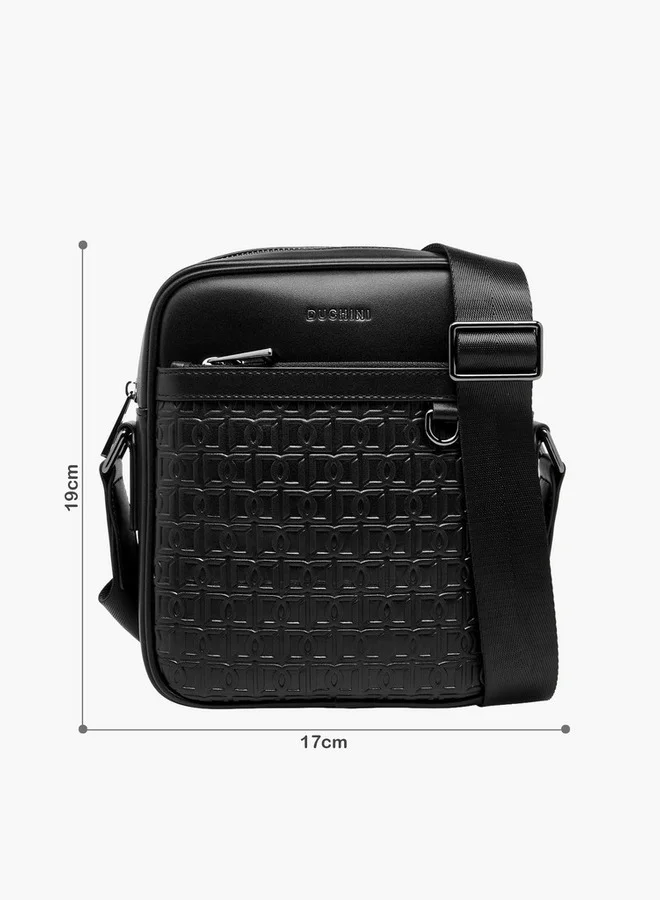 DUCHINI Men Monogram Textured Crossbody Bag